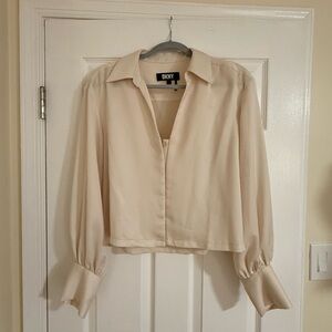 DKNY Women's Beige Long Sleeve Blouse